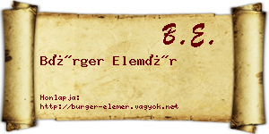 Bürger Elemér névjegykártya